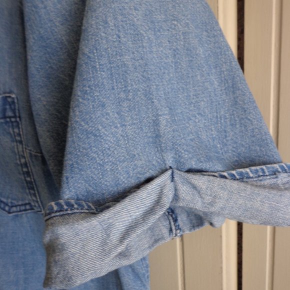 FIRM Anthropologie Pilcro Denim Buttondown S Short Sleeves Pocket Faded - Picture 9 of 16